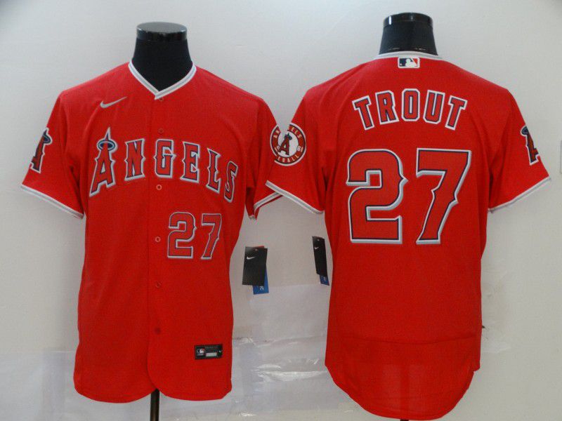 Men Los Angeles Angels #27 Trout Red Nike Elite MLB Jerseys